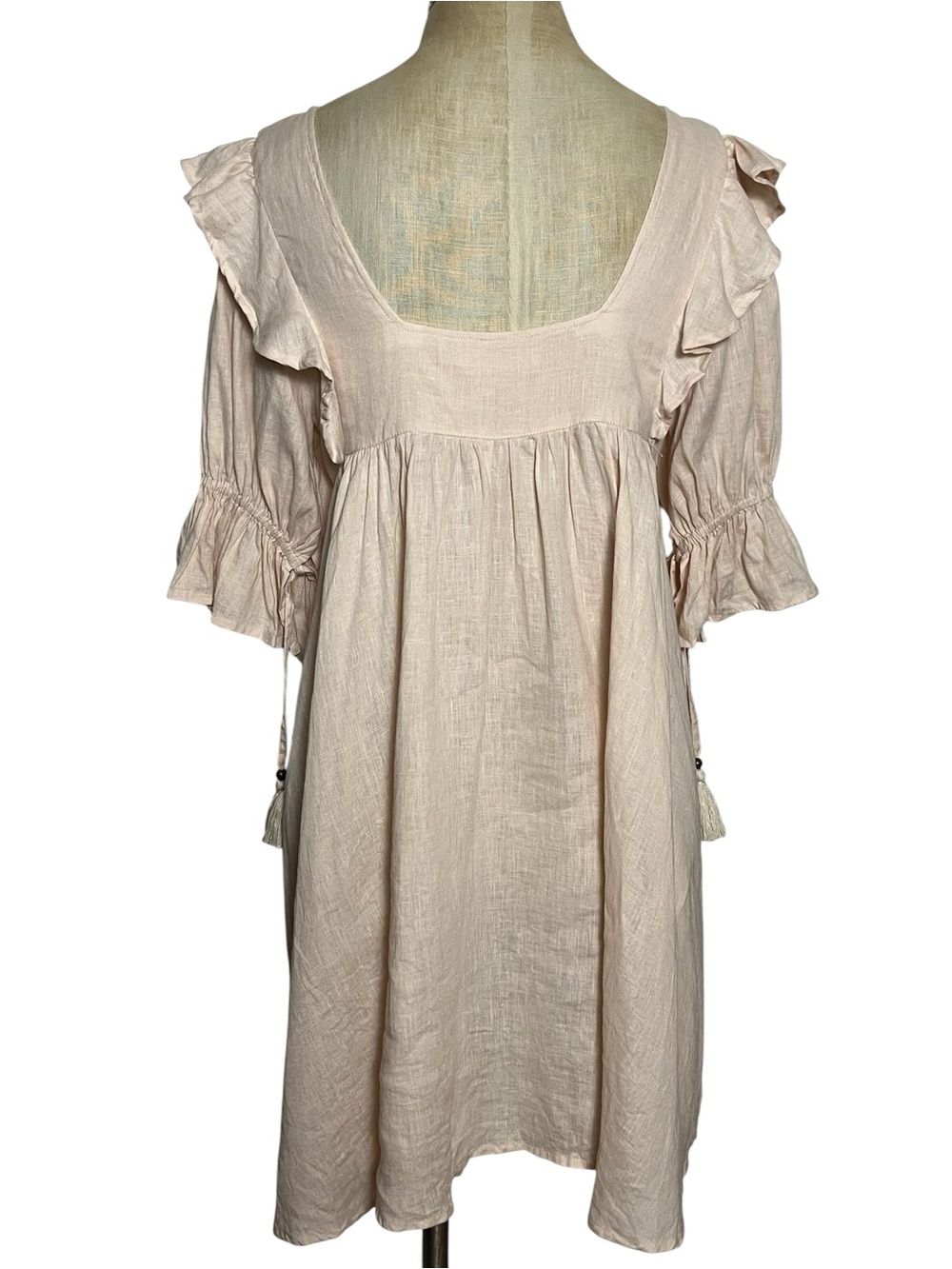 Spell & The Gypsy Collective Mae Linen Ruffle Babydoll Dress S Cottagecore - Picture 7 of 13